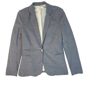 Camaieu Heathered Gray Knit Blazer Jacket Lined Soft Tailored Day to Night USA 8